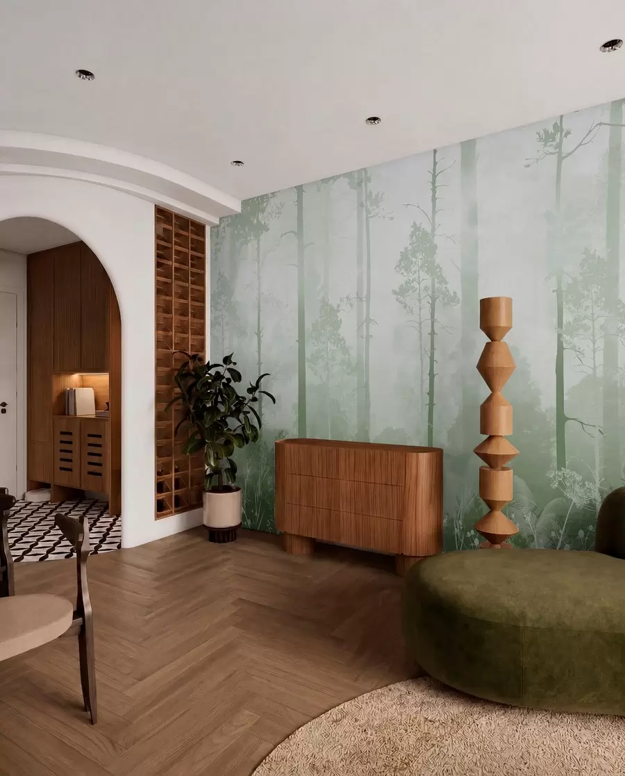 wall murals The forest in the fog u94439v2