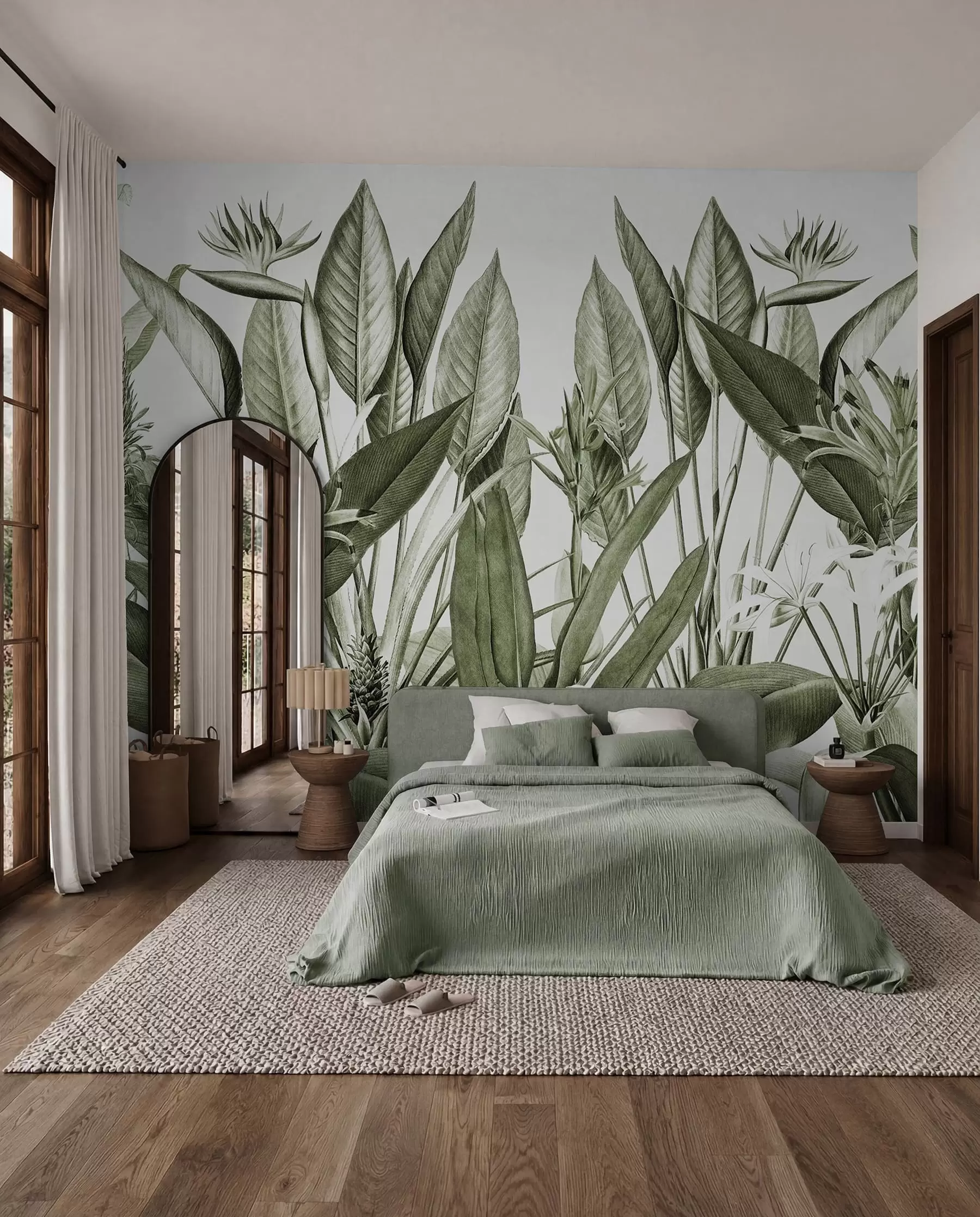 wall murals Tropical plants jungle green colour u96833v2