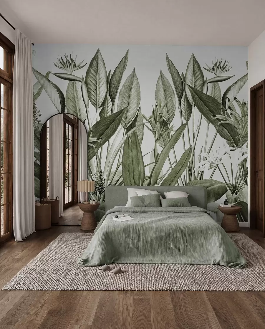wall murals Tropical plants jungle green colour u96833v2