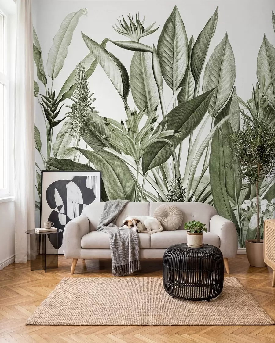 wall murals Tropical plants jungle green colour u96833v2