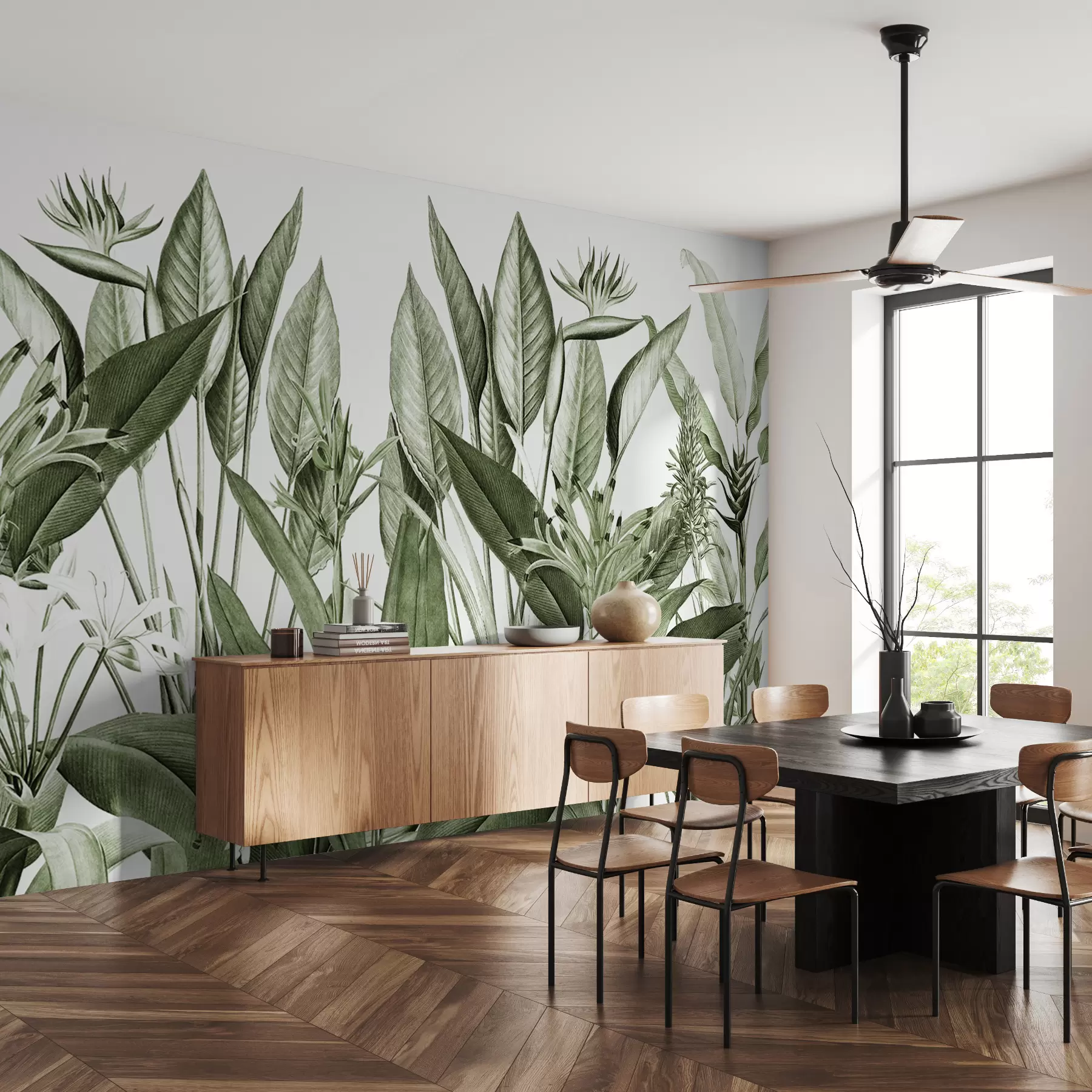 wall murals Tropical plants jungle green colour u96833v2