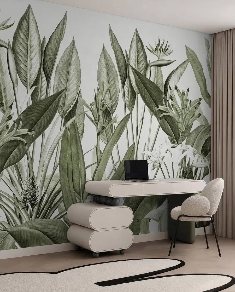 wall murals Tropical plants jungle green colour u96833v2