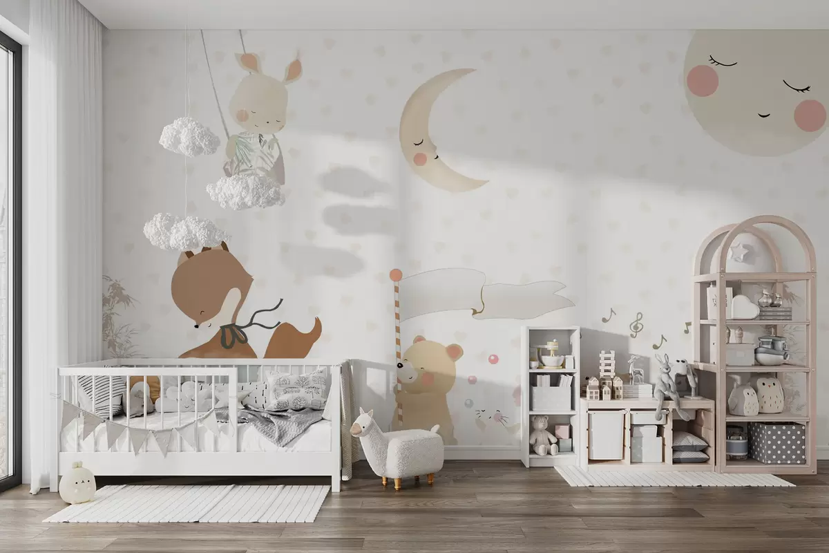 wall murals Wallpaper design with cute animals u99000