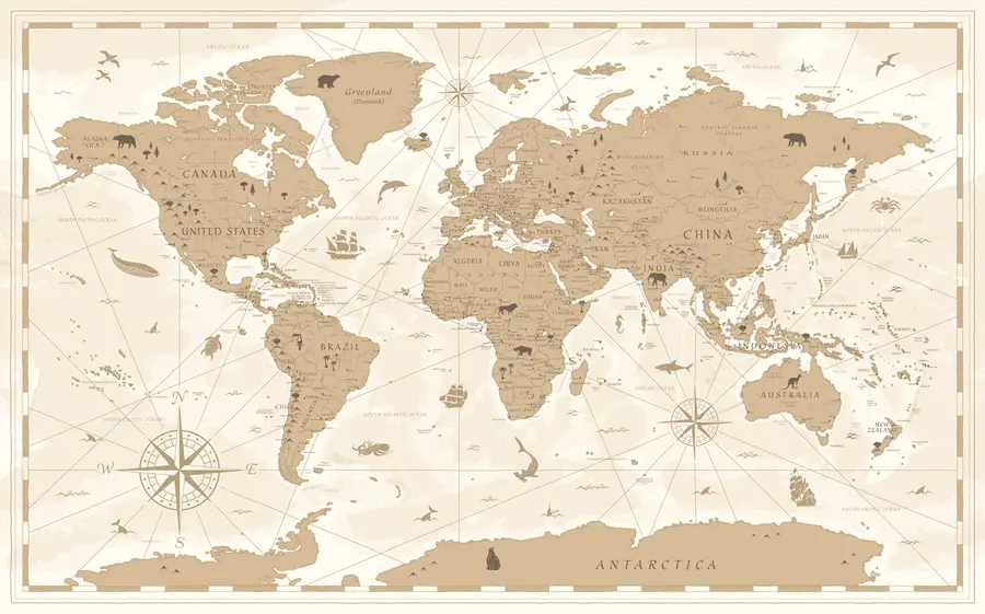 wall murals Vintage world map u99074