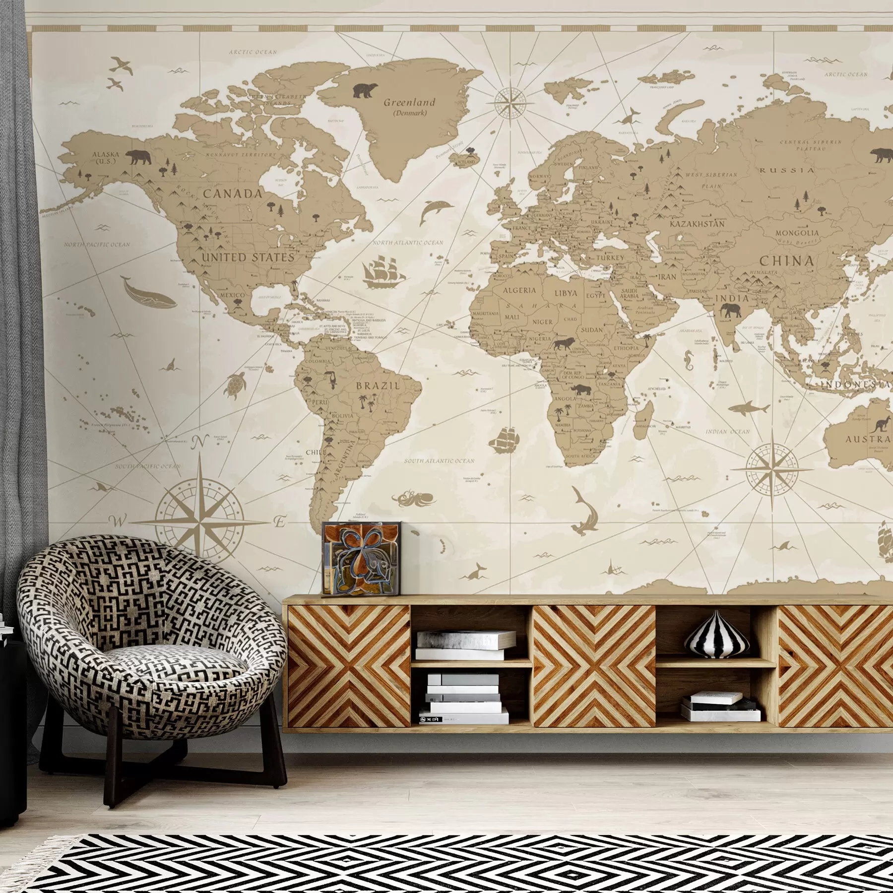 wall murals Vintage world map u99074
