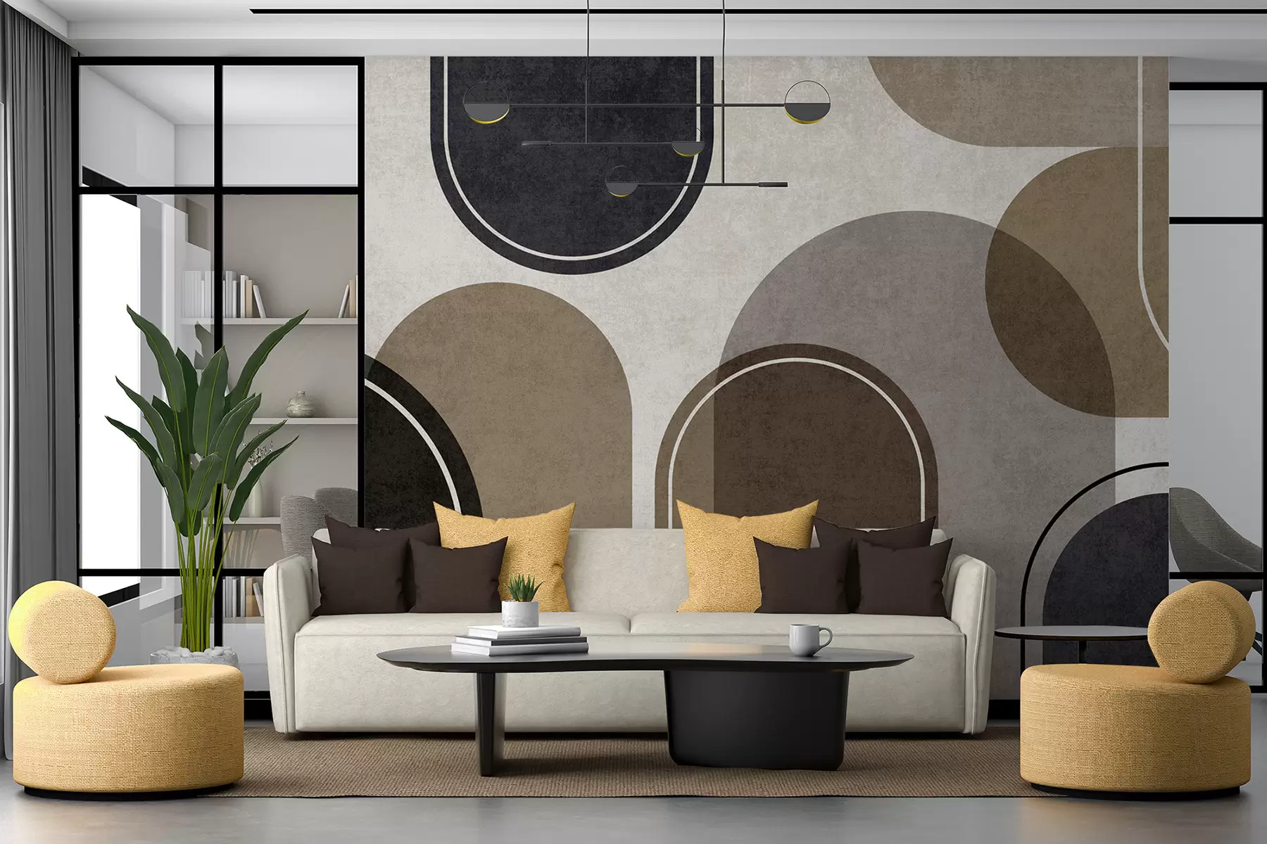 wall murals Geometric arches in beige colour u99095