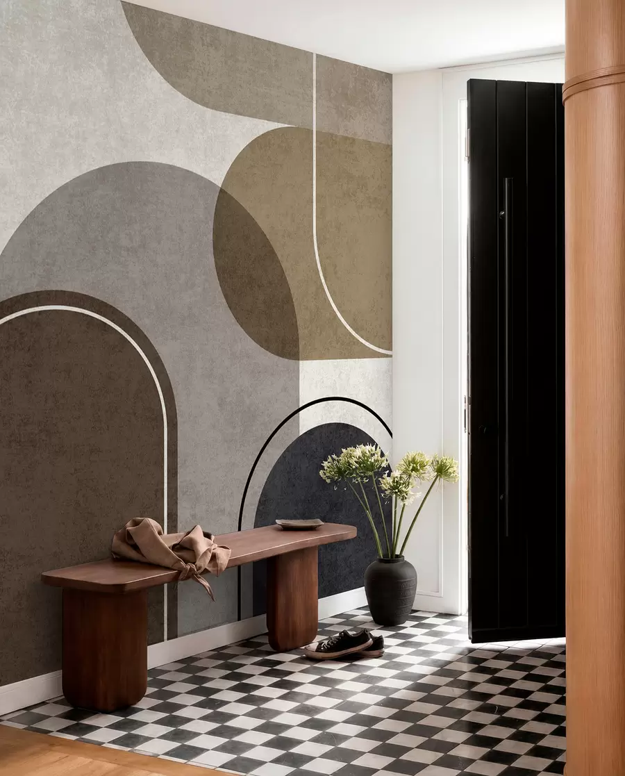 wall murals Geometric arches in beige colour u99095