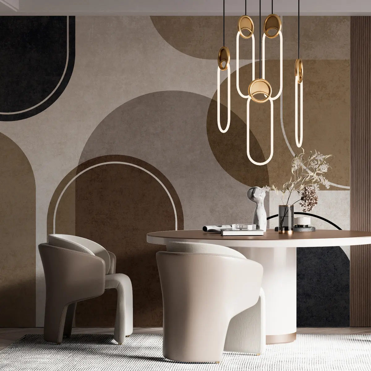 wall murals Geometric arches in beige colour u99095