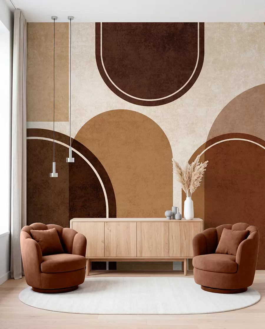 wall murals Geometric arches in orange u99095v1