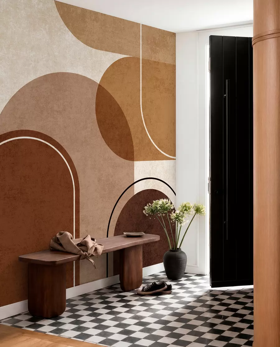 wall murals Geometric arches in orange u99095v1