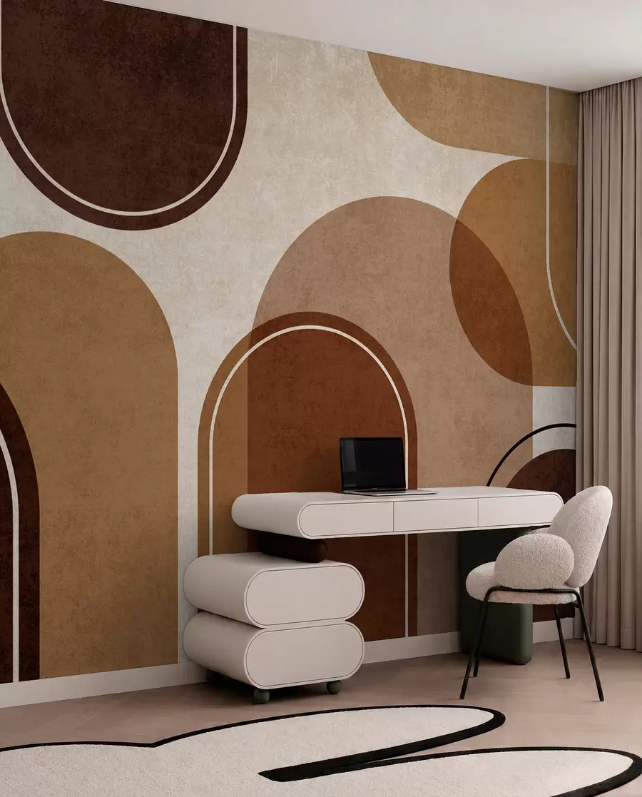 wall murals Geometric arches in orange u99095v1