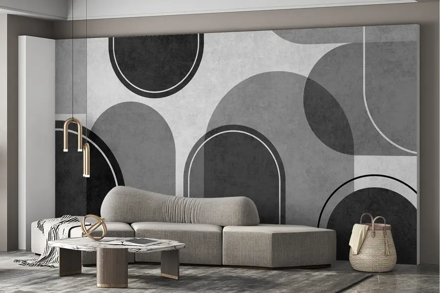 wall murals Geometric arches in grey u99095v2