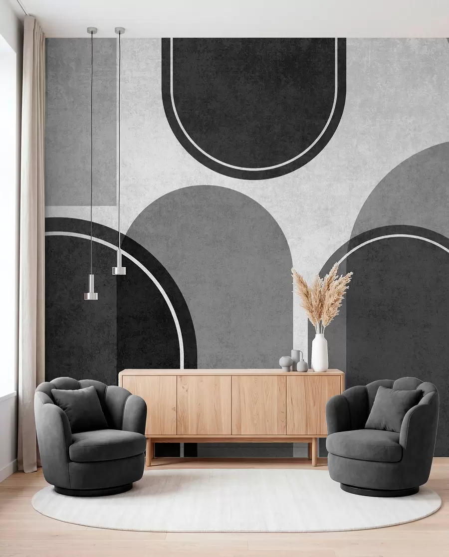 wall murals Geometric arches in grey u99095v2