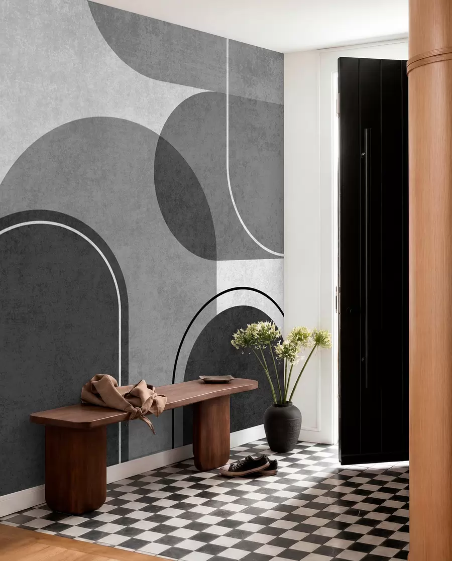wall murals Geometric arches in grey u99095v2