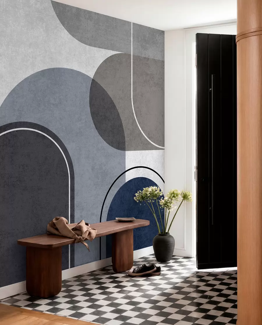 wall murals Geometric arches in blue u99095v3