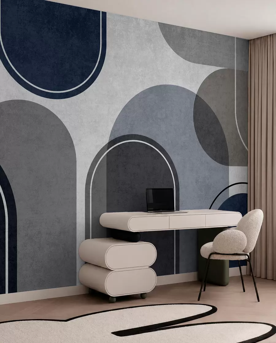 wall murals Geometric arches in blue u99095v3