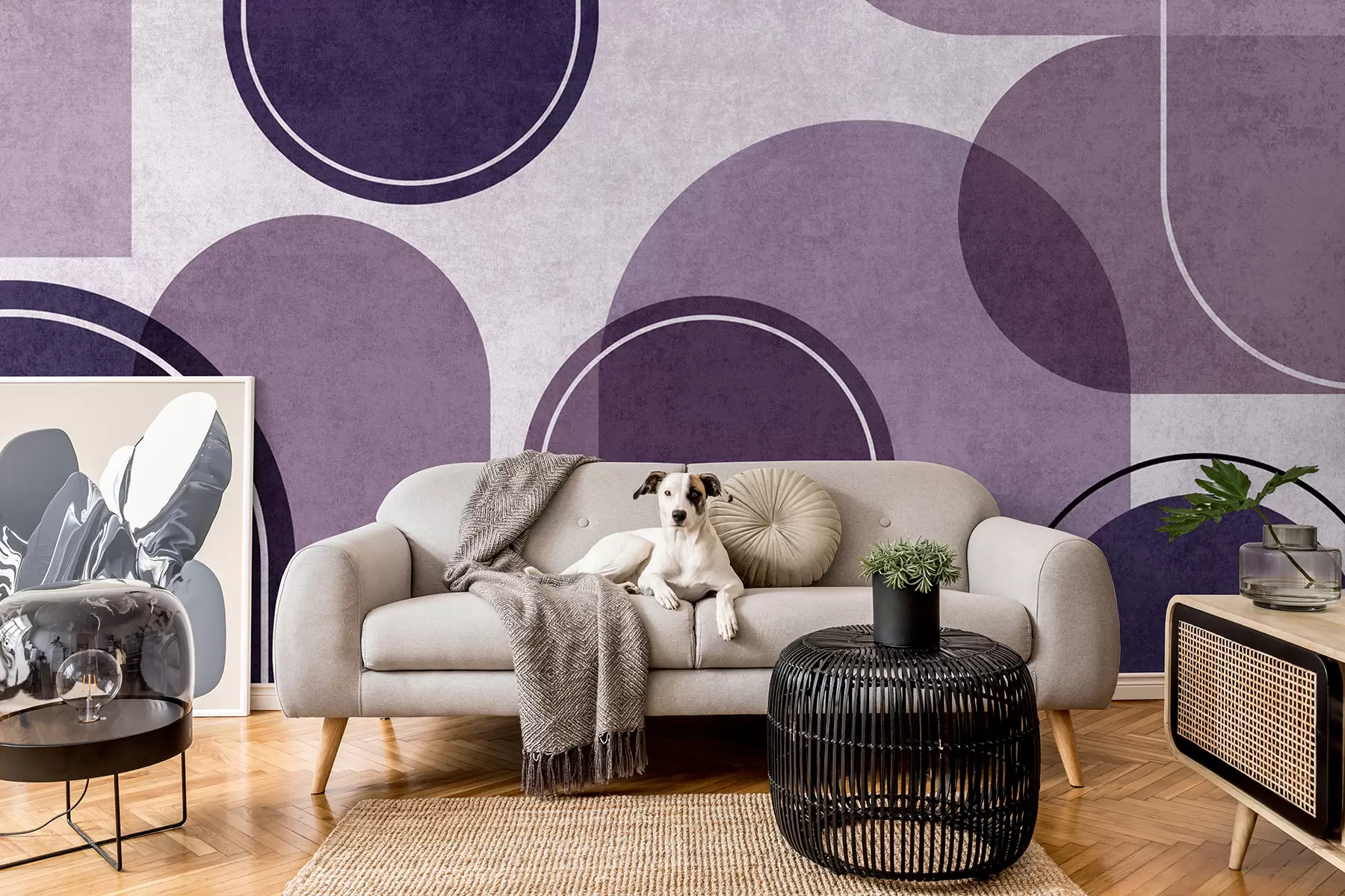 wall murals Geometric arches in purple u99095v4