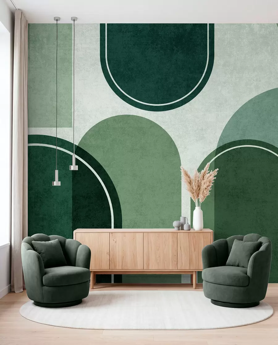 wall murals Geometric arches in green colour u99095v5