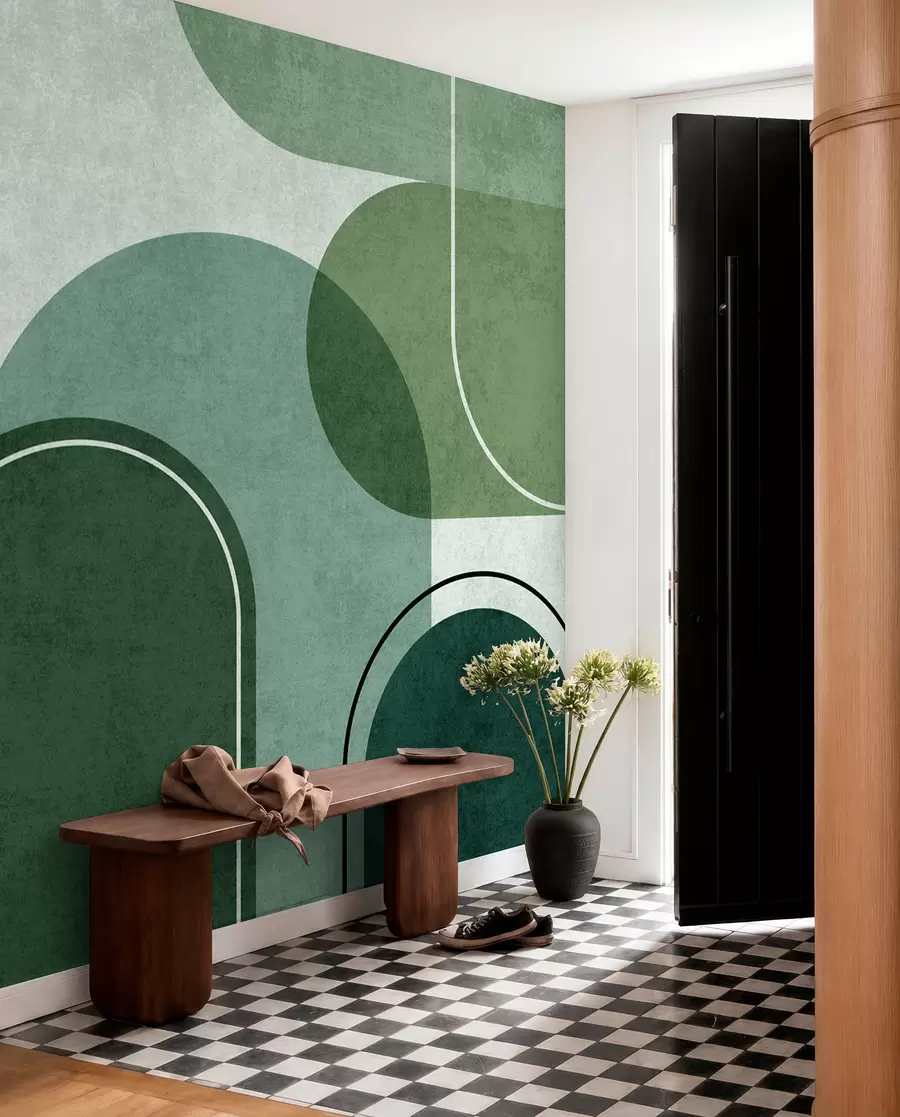 wall murals Geometric arches in green colour u99095v5