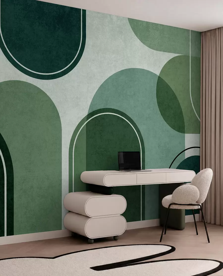 wall murals Geometric arches in green colour u99095v5