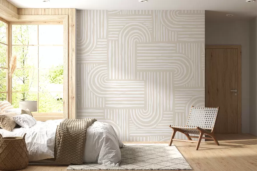 wall murals Beige patterns of endless paths u99089v1