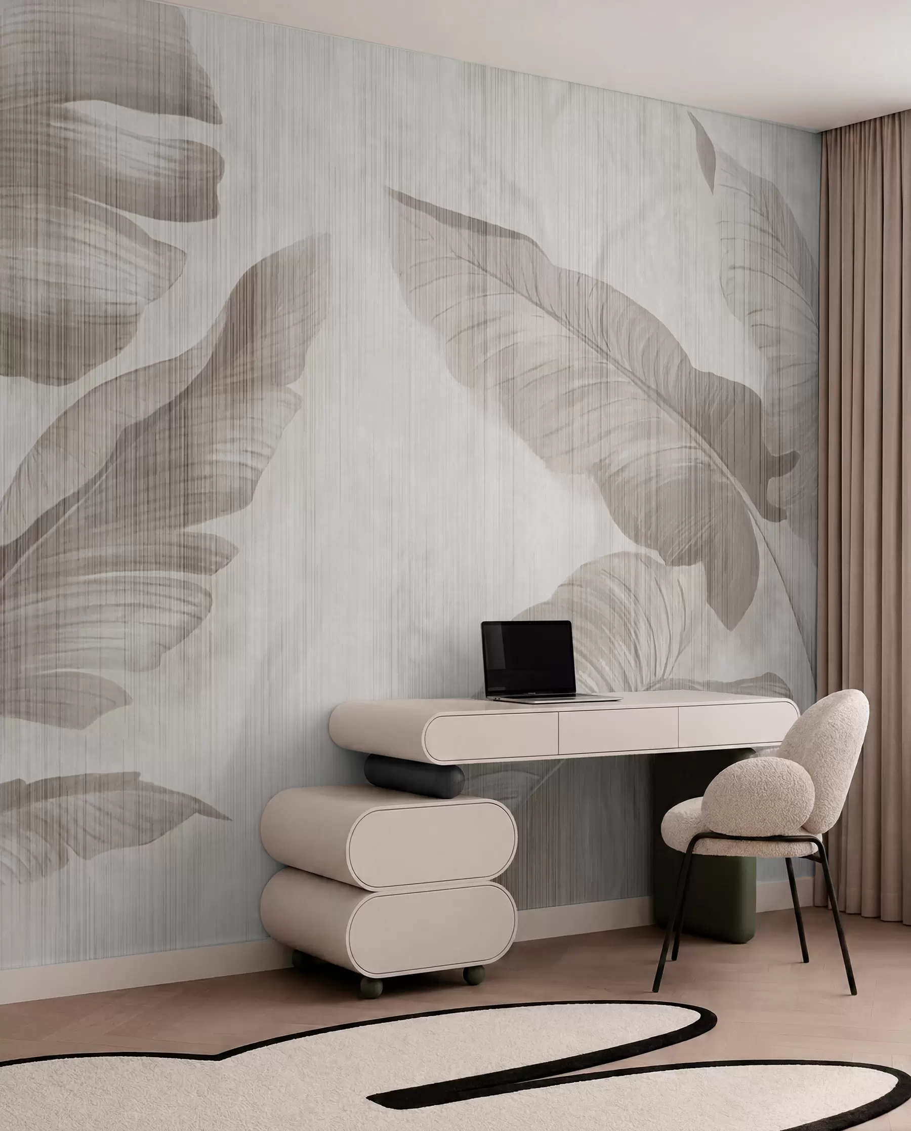 wall murals Tropical leaves in grunge style u00299d1