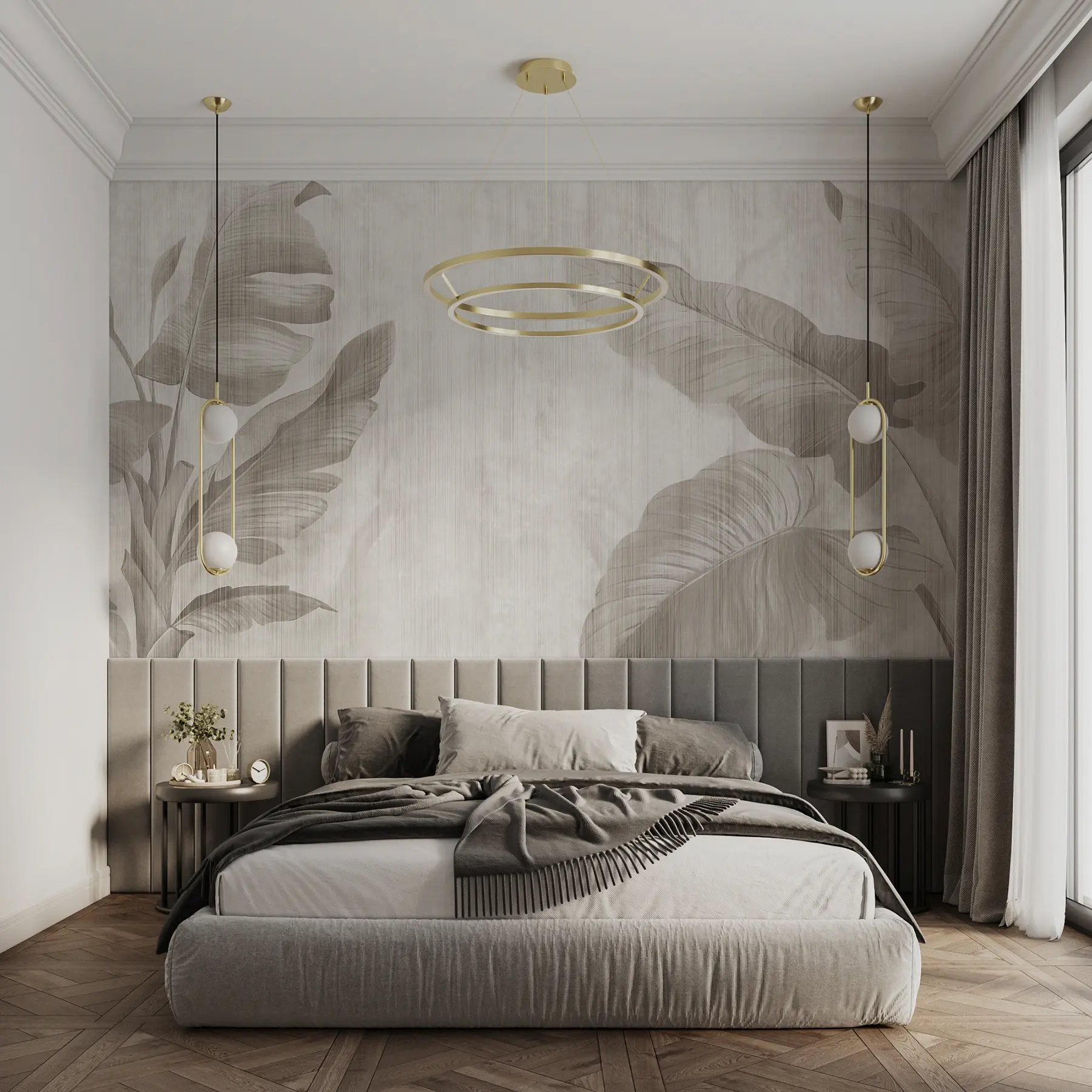 wall murals Tropical leaves in grunge style u00299d2