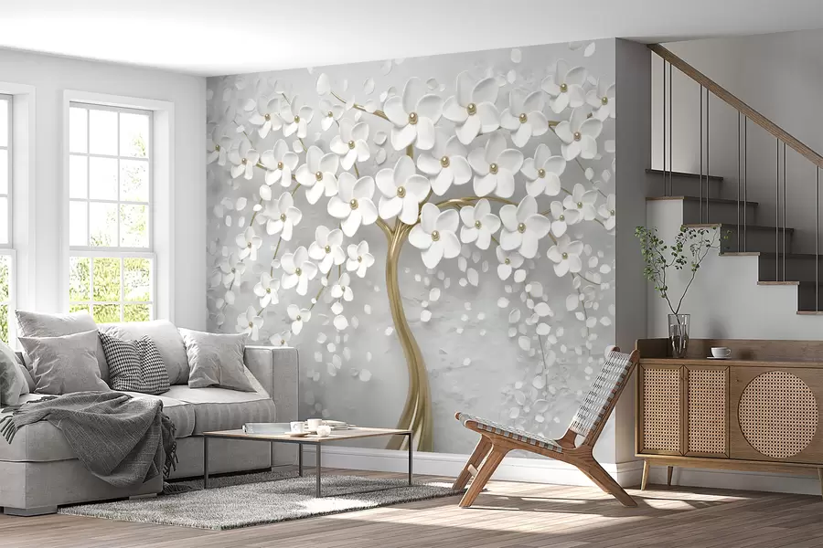 wall murals A tree with small flowers u37065d1