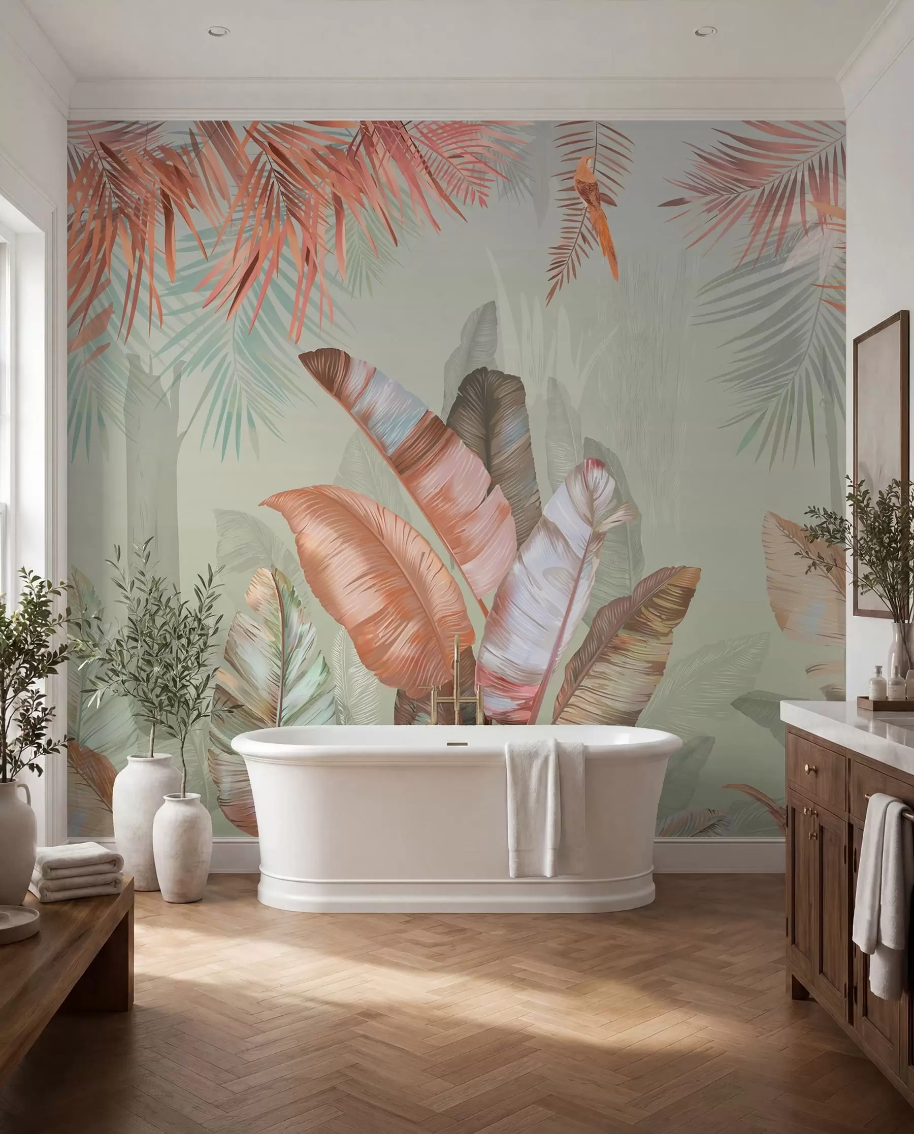 wall murals Gilded Tropics in Coral I u50468v1d1