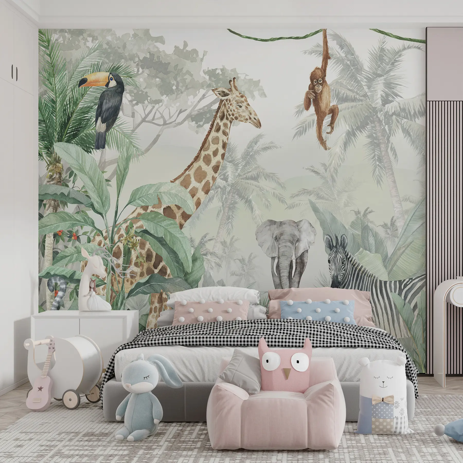 wall murals Jungle panorama with animals u74709d1
