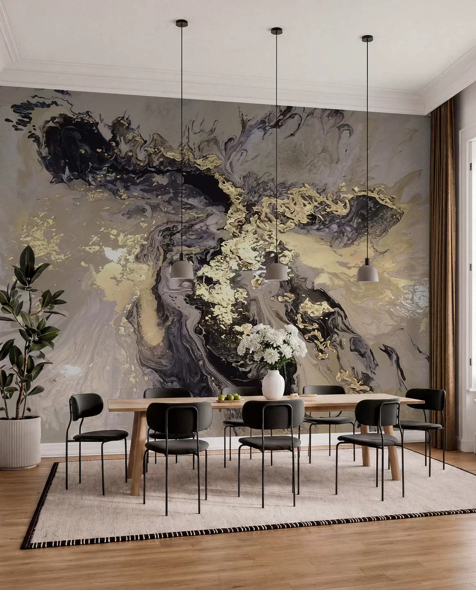 wall murals Ink and Golden Veins III u16941d3