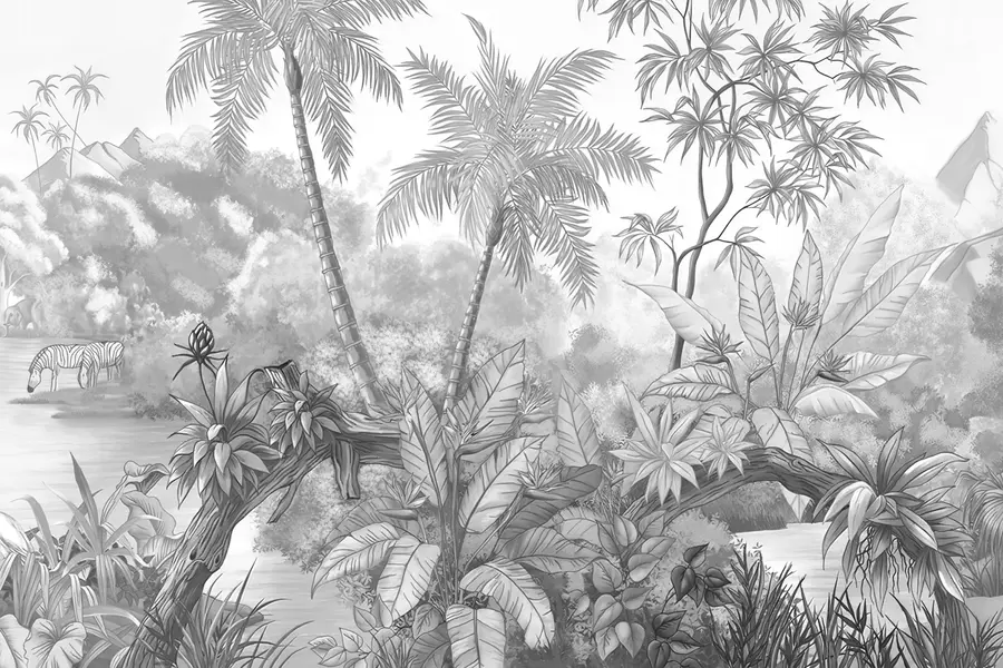 wall murals Black and white tropics u59039d3