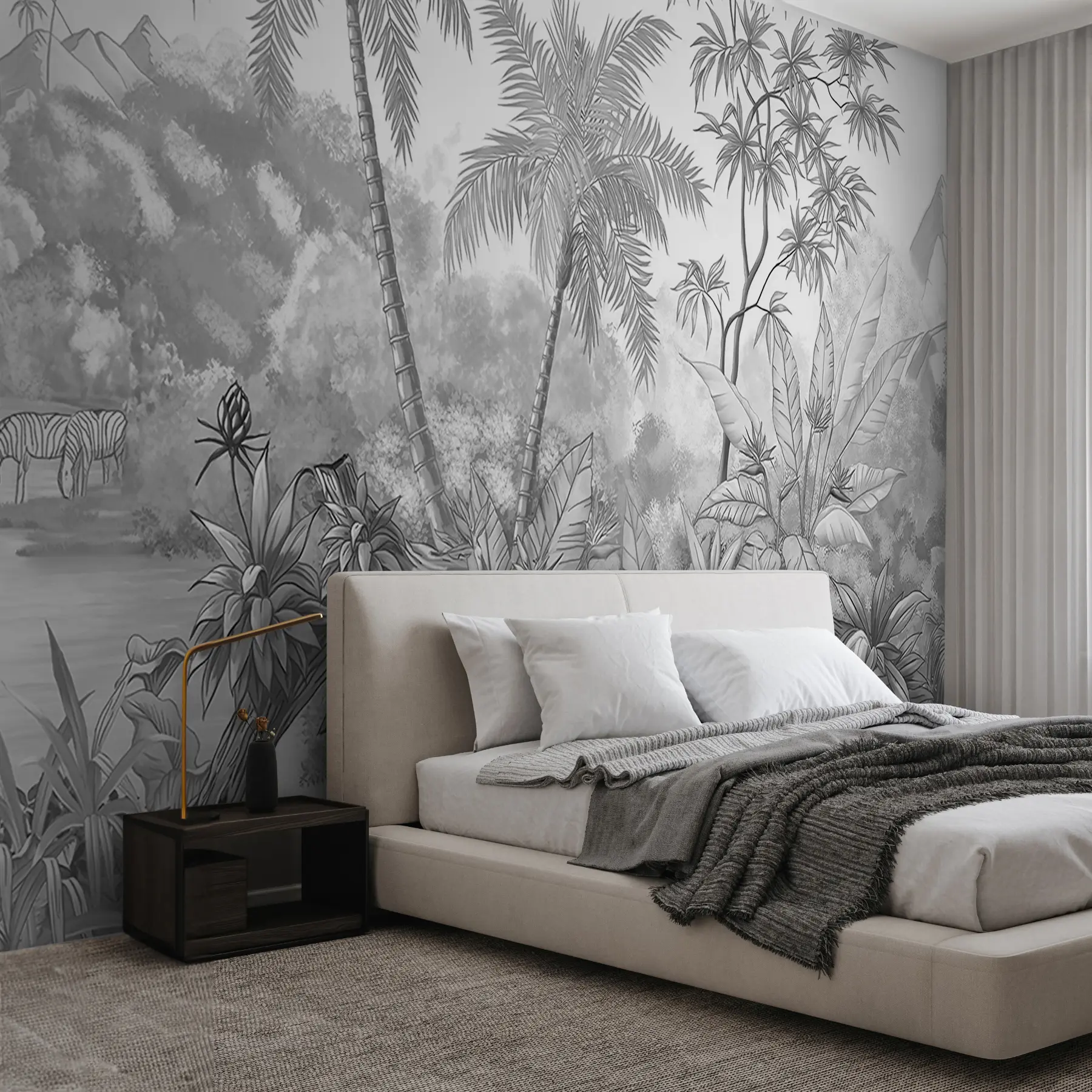 wall murals Black and white tropics u59039d3