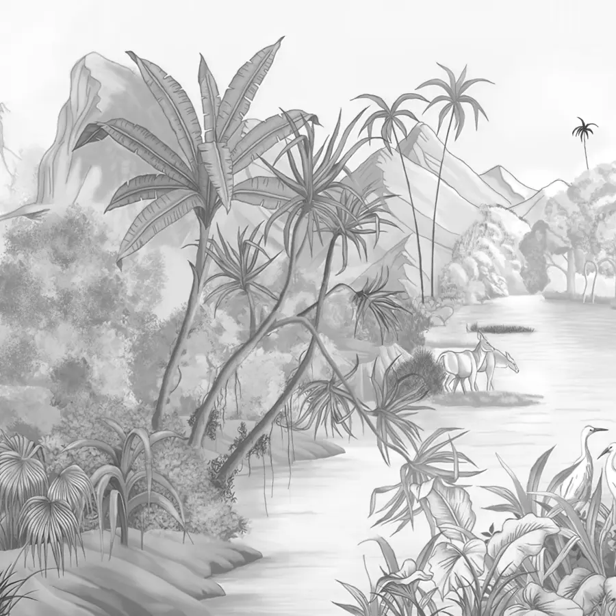 wall murals Black and white tropics u59039d1