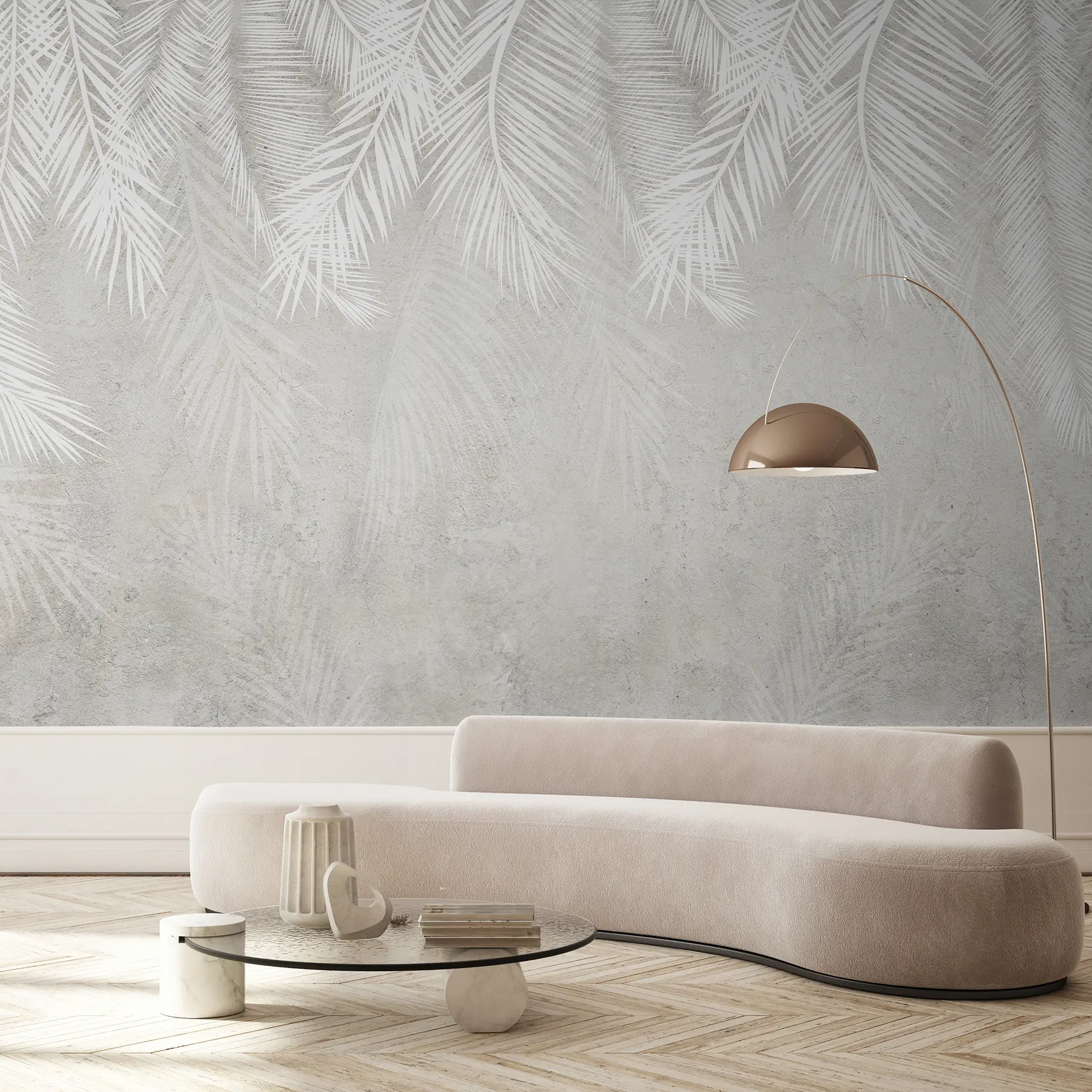 wall murals White brittle palm leaves with a grunge texture u94286d2