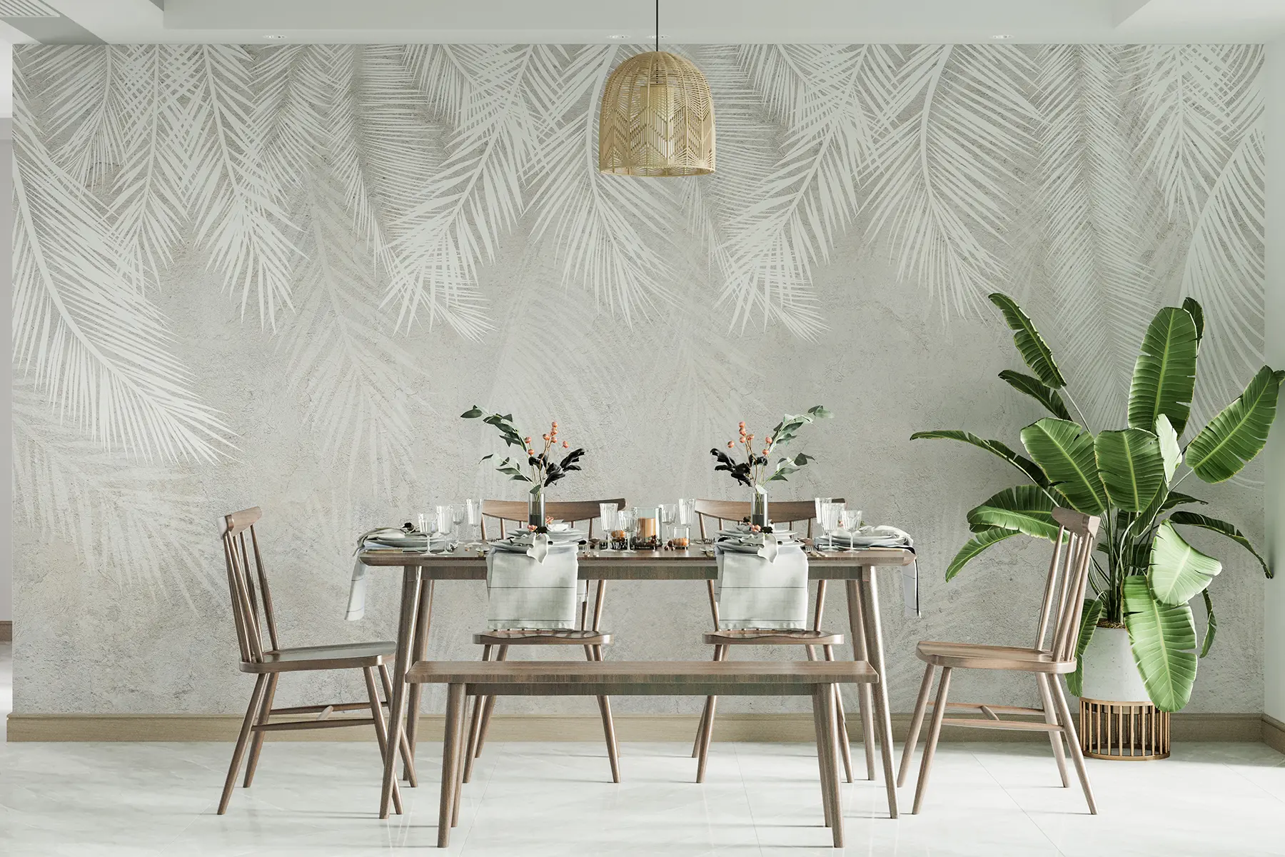 wall murals White brittle palm leaves with a grunge texture. u94286d2