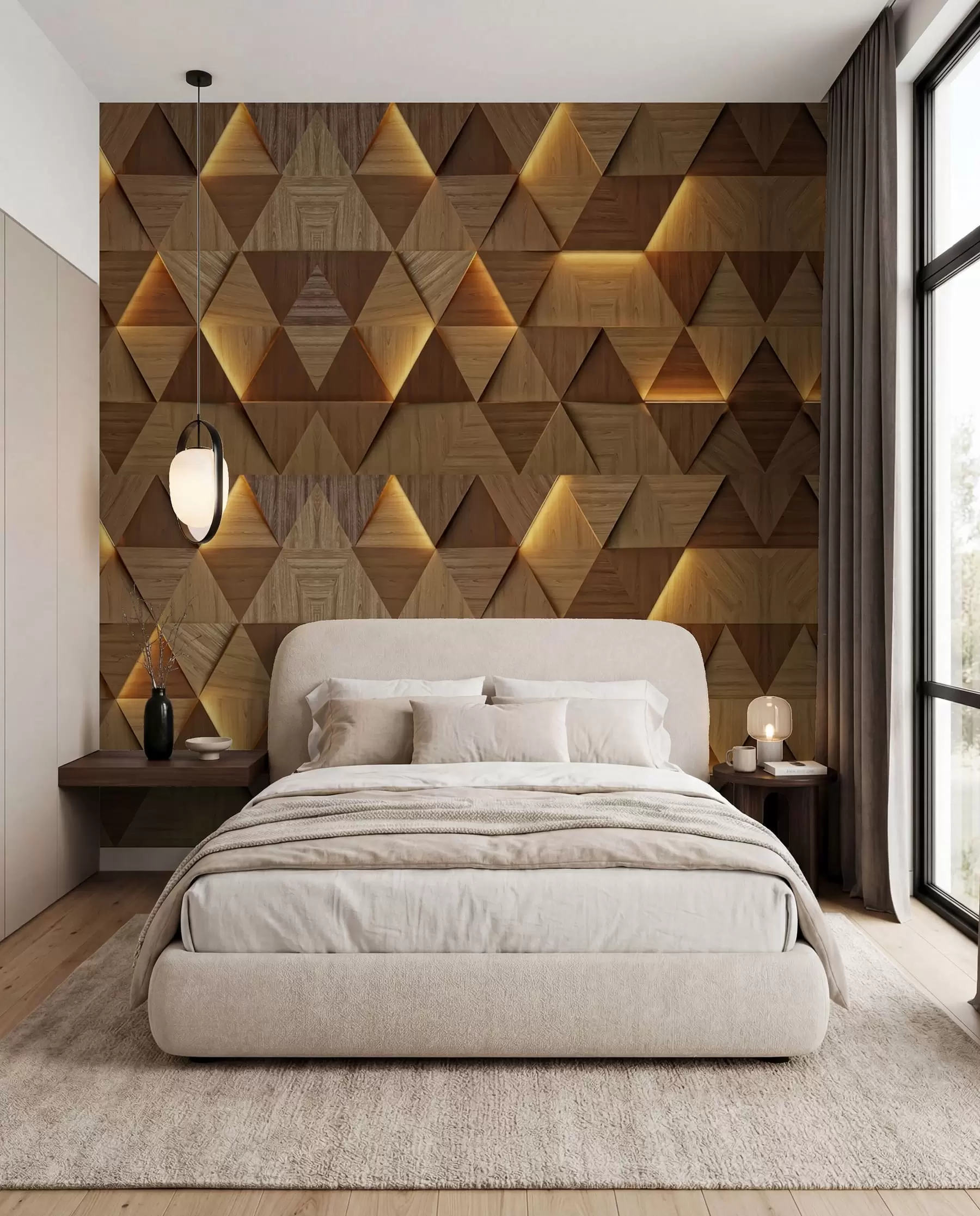 wall murals Honeyed Wood Triangles u99280