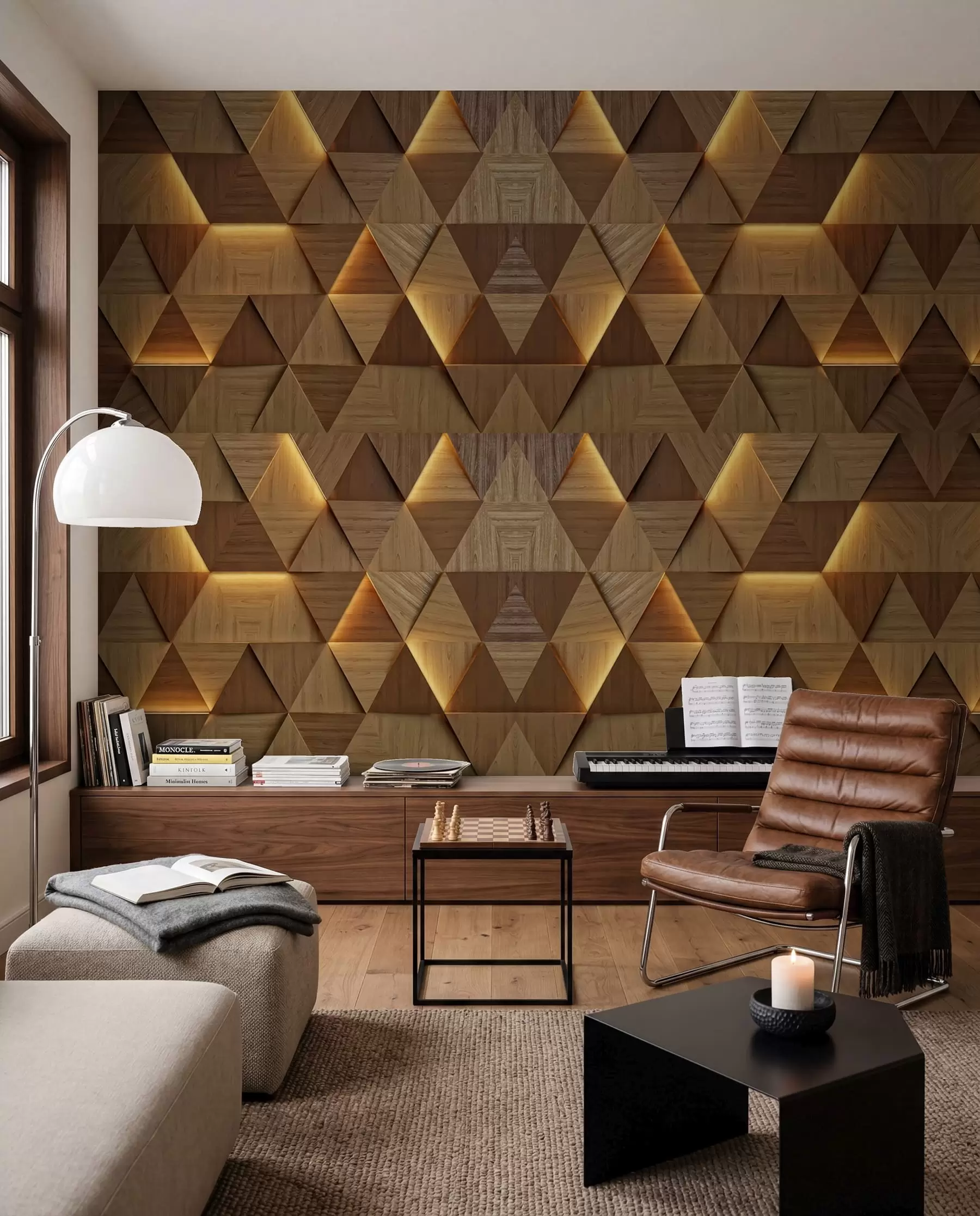 wall murals Honeyed Wood Triangles u99280