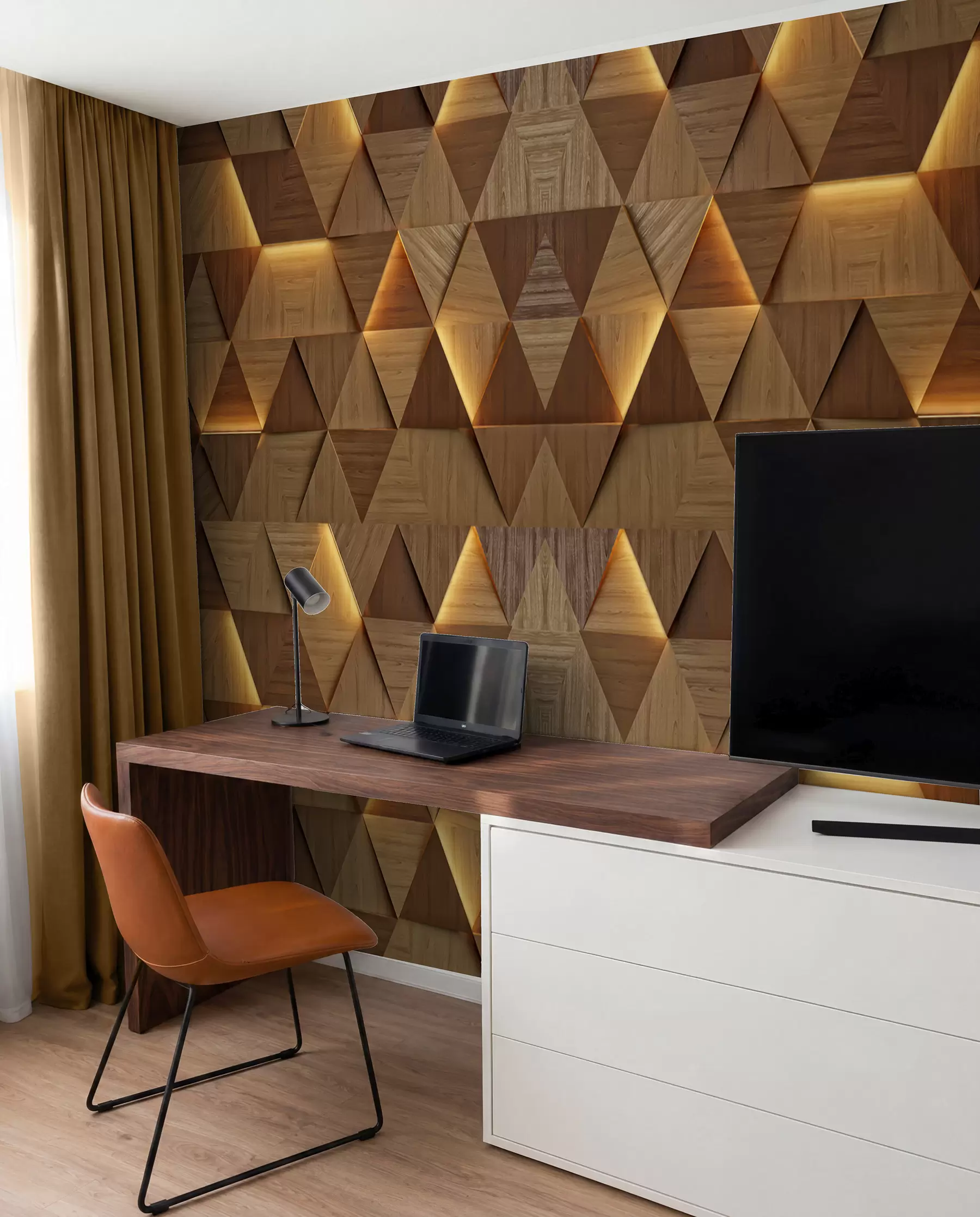 wall murals Honeyed Wood Triangles u99280