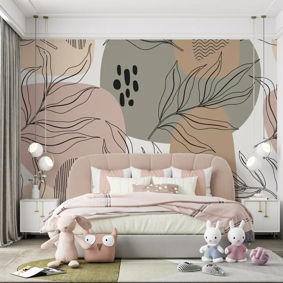 wall murals Tropical leaves are hand-painted in a seamless pattern u99422