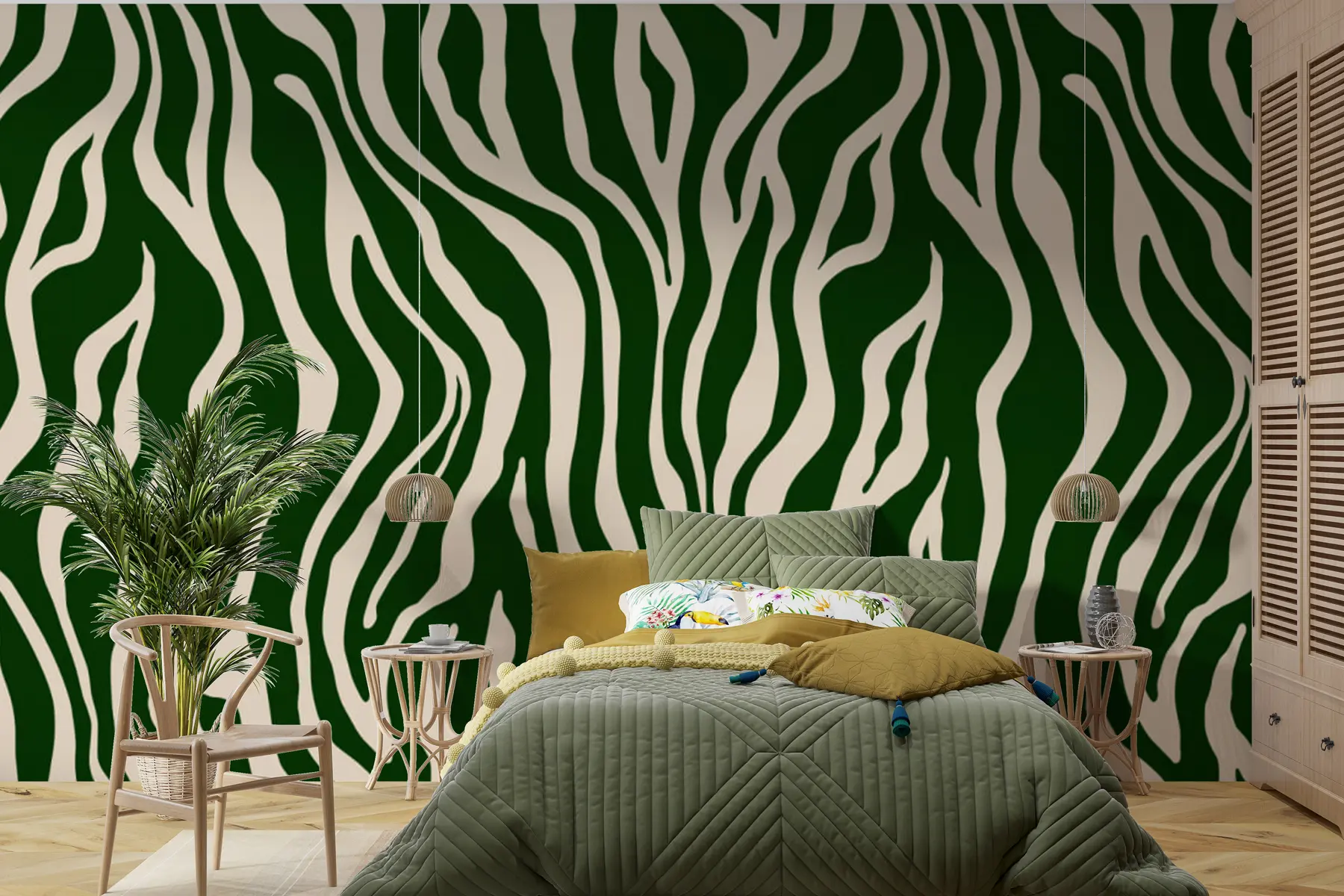 wall murals Vector print of zebra skin in green and white colours u99173v2