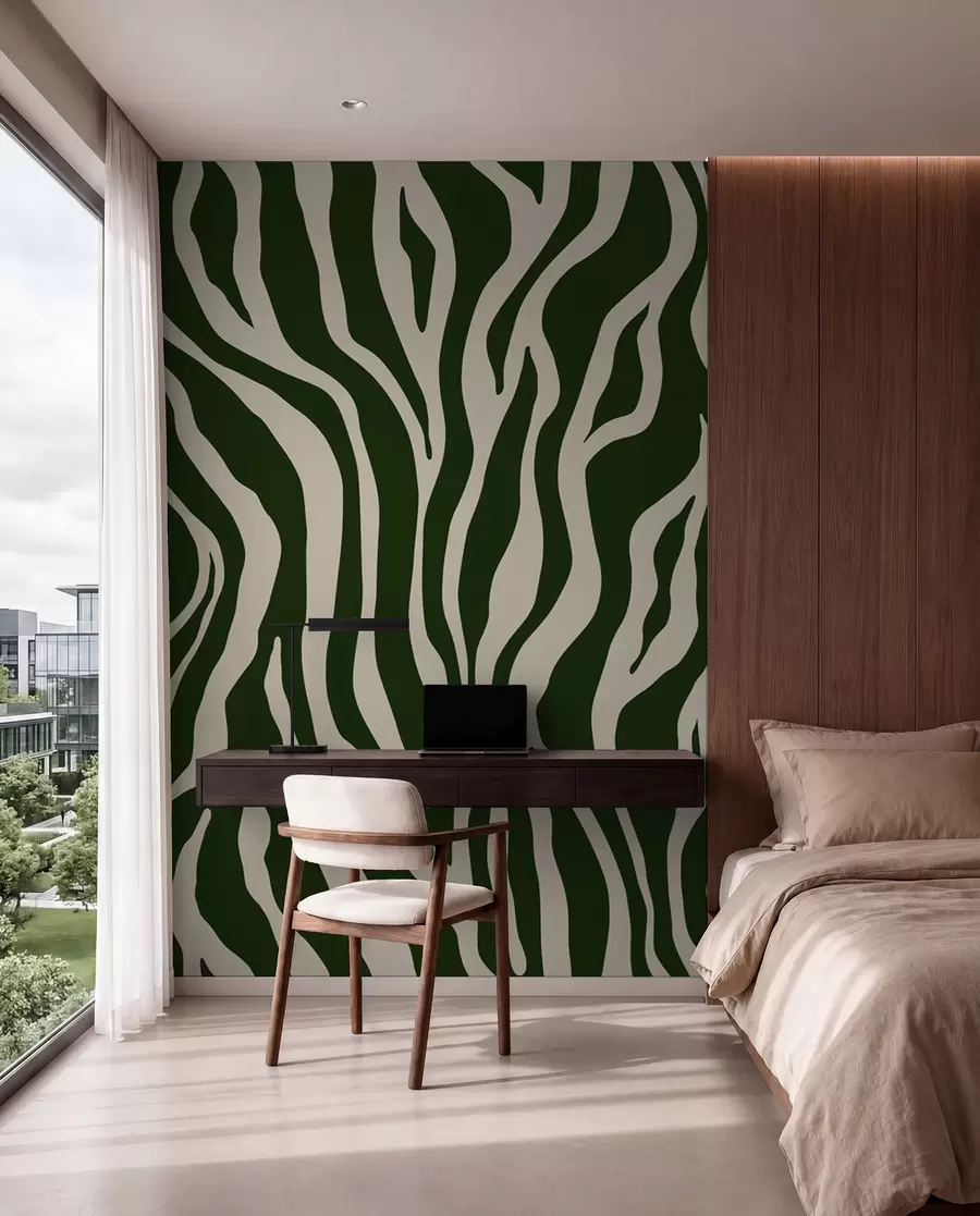 wall murals Vector print of zebra skin in green and white colours u99173v2
