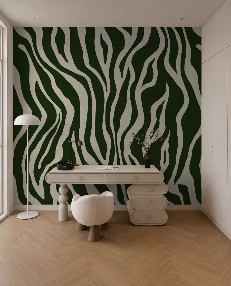 wall murals Vector print of zebra skin in green and white colours u99173v2